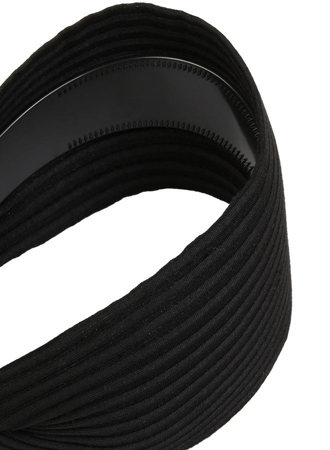 AIBFRID Black Headbands for Women 2.7 Inch Extra Wide Fabric Headband Fashion Stripe Non Slip Elastic Head Bands for Girls Hair Accessories - Image 3